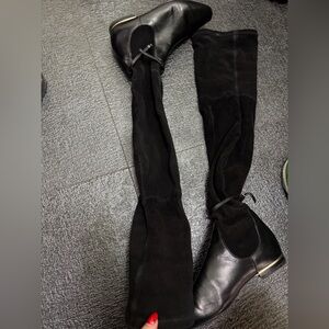 Carolina Herrera Leather and Suede Black Over-the-Knee Boots Sz 6